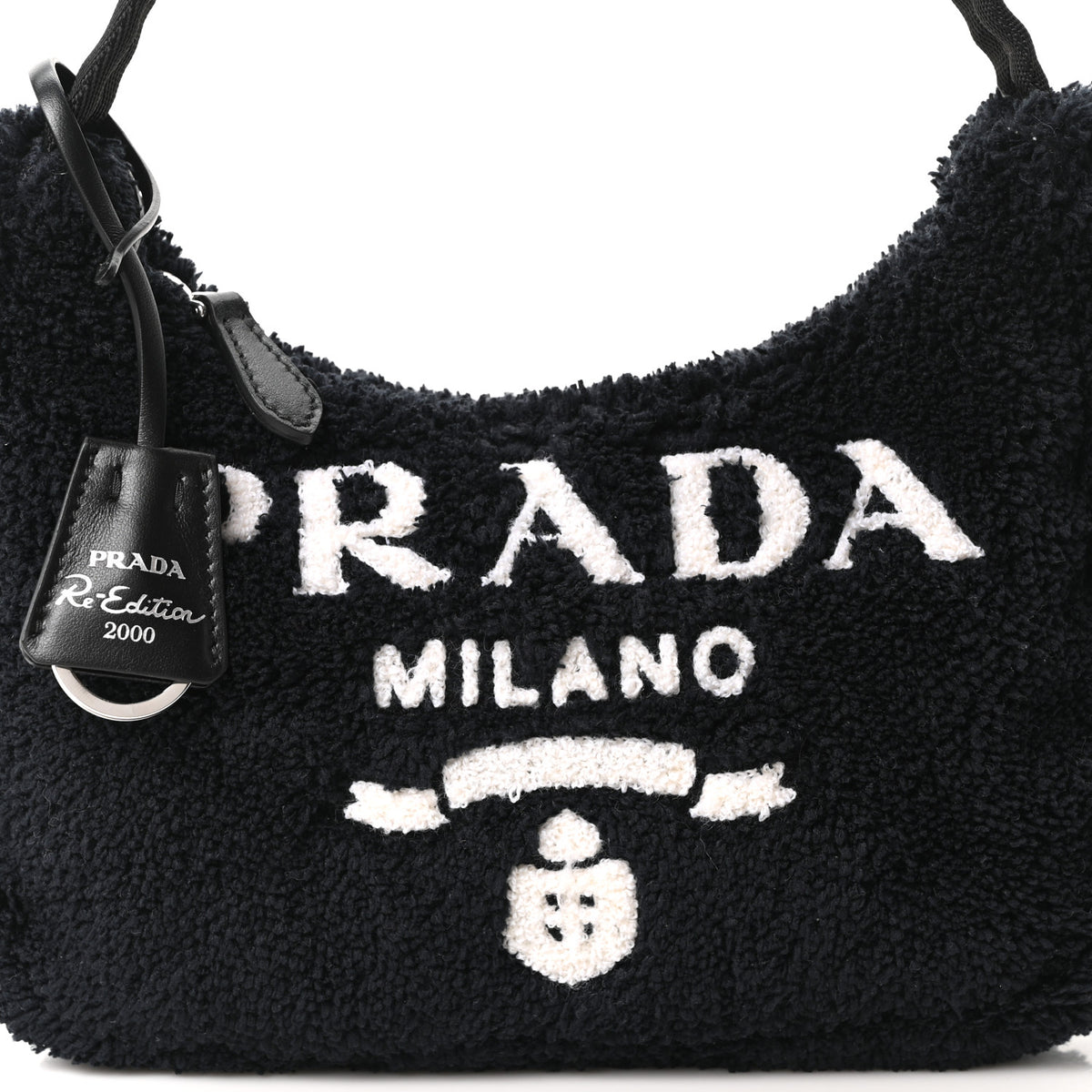 Terry Cloth Mini Re-Edition 2000 Bag Black White