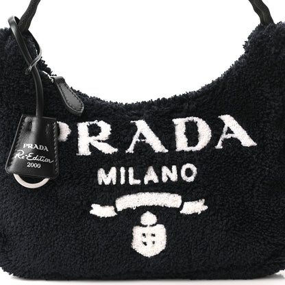 Prada Terry Cloth Mini Re-Edition 2000 Bag Black White 8 of 10