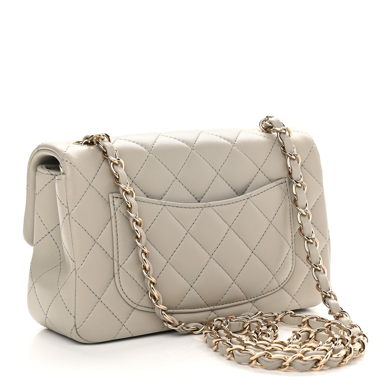 Chanel Lambskin Quilted Mini Rectangular Flap Grey 3 of 9
