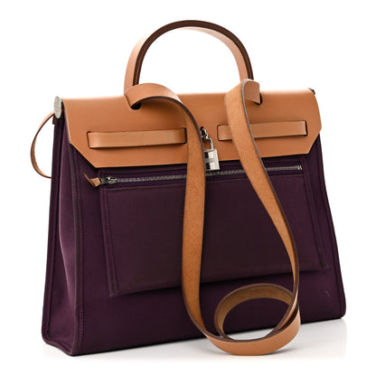 Hermes Toile Vache Hunter Herbag Zip 31 PM Cassis Fauve 3 of 12