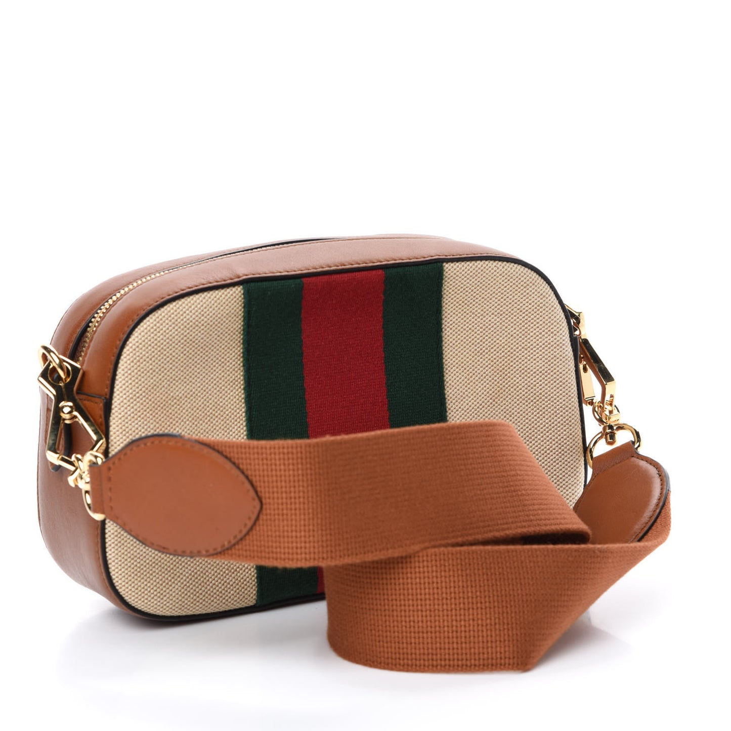 Vintage Canvas Web Shoulder Bag Sand Cuir