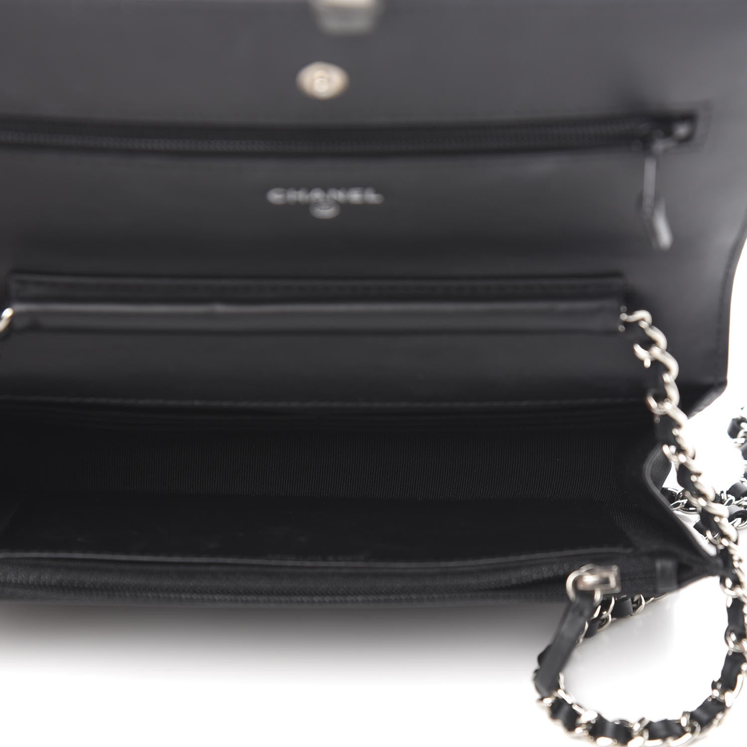 Chanel Patent Quilted Wallet On Chain WOC Black 5 of 11