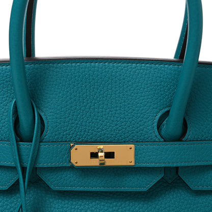 Hermes Taurillon Clemence Birkin 35 Bleu Paon 8 of 10