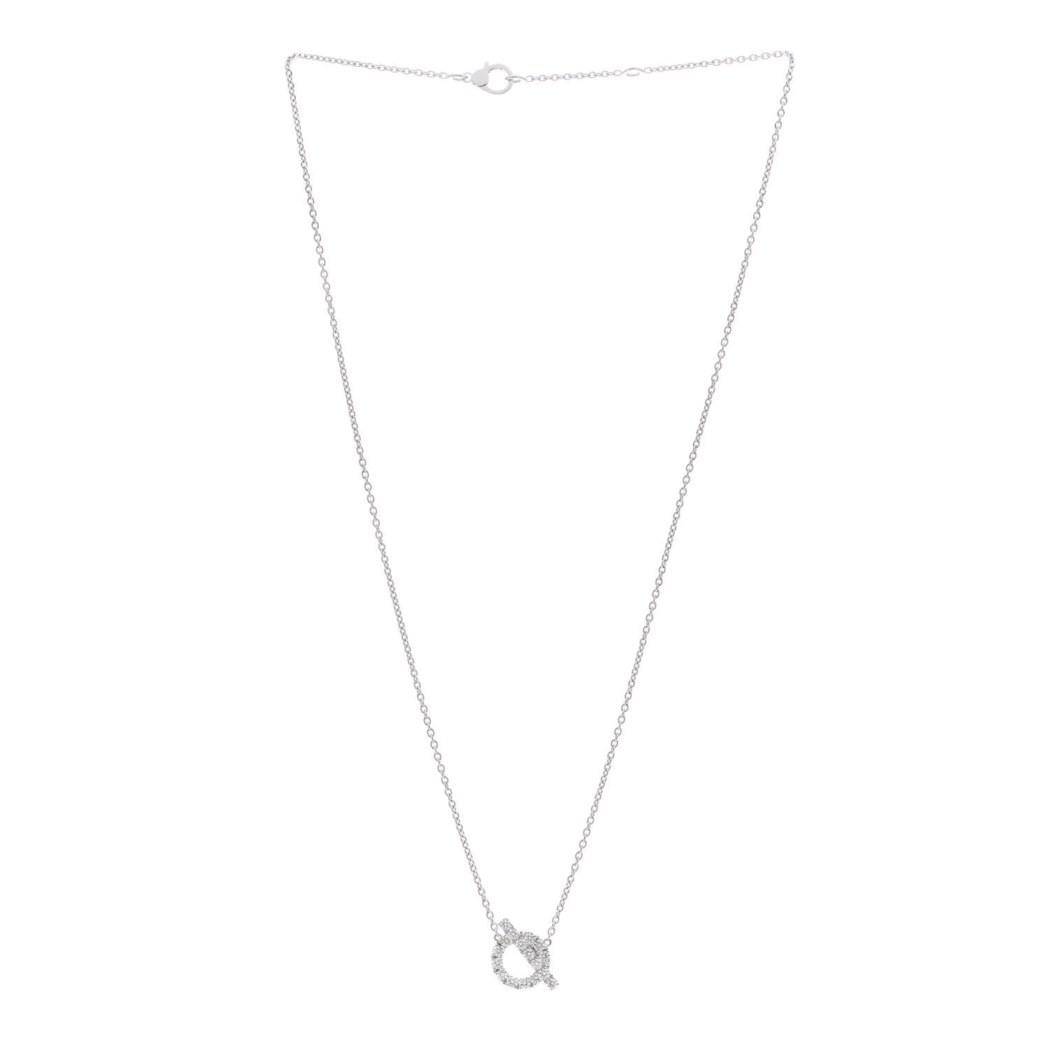 Hermes 18K White Gold Diamond Finesse Pendant Necklace 2 of 4