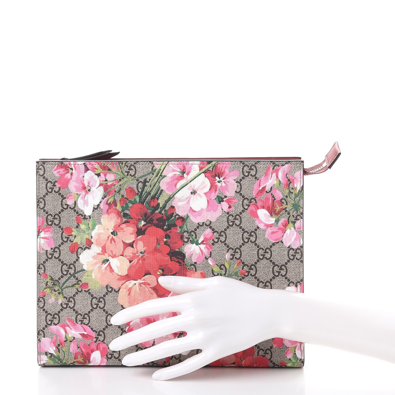 Gucci GG Supreme Monogram Blooms Large Cosmetic Case Beige Multicolor Dry Rose 2 of 8
