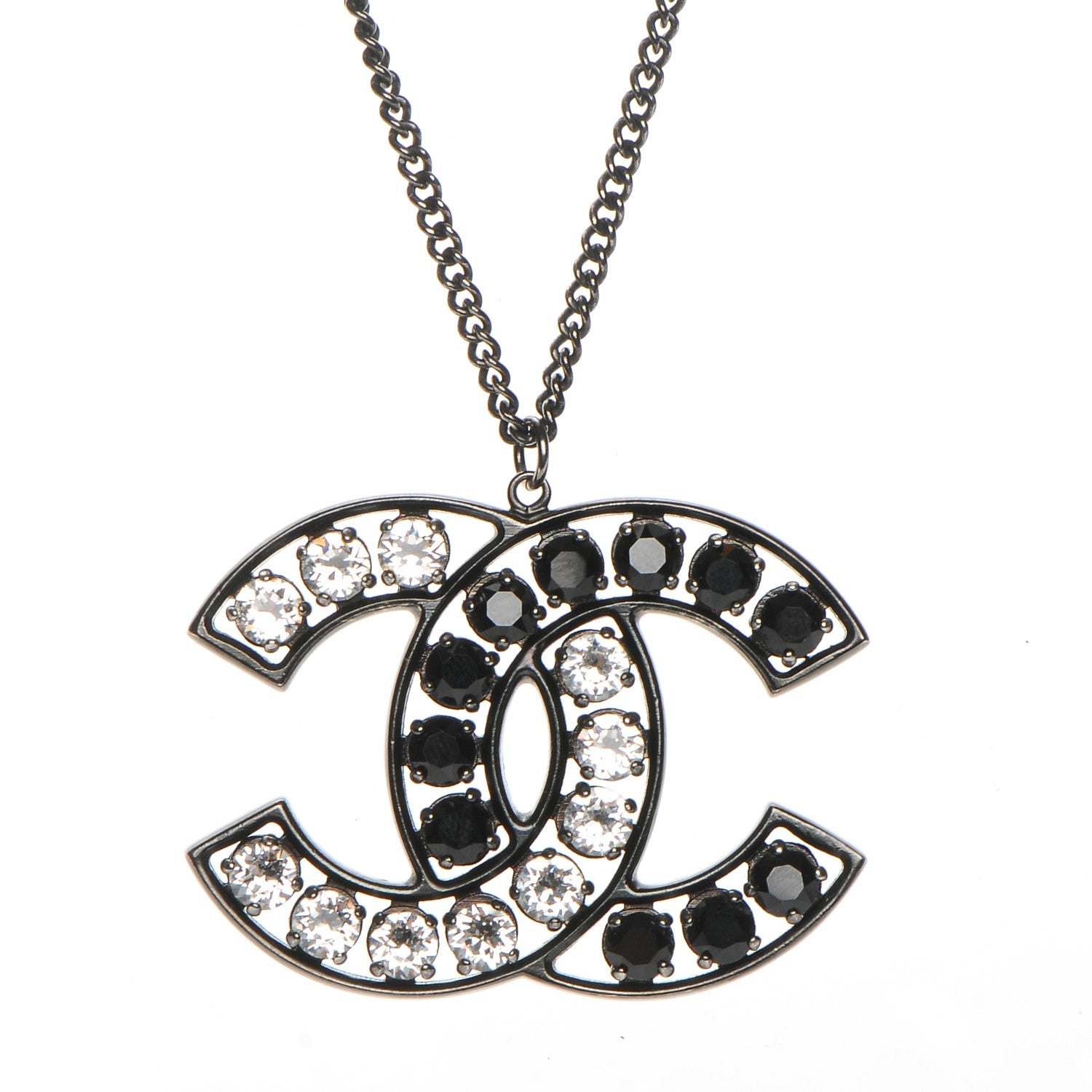 Chanel Ruthenium Crystal CC Necklace Black 4 of 5