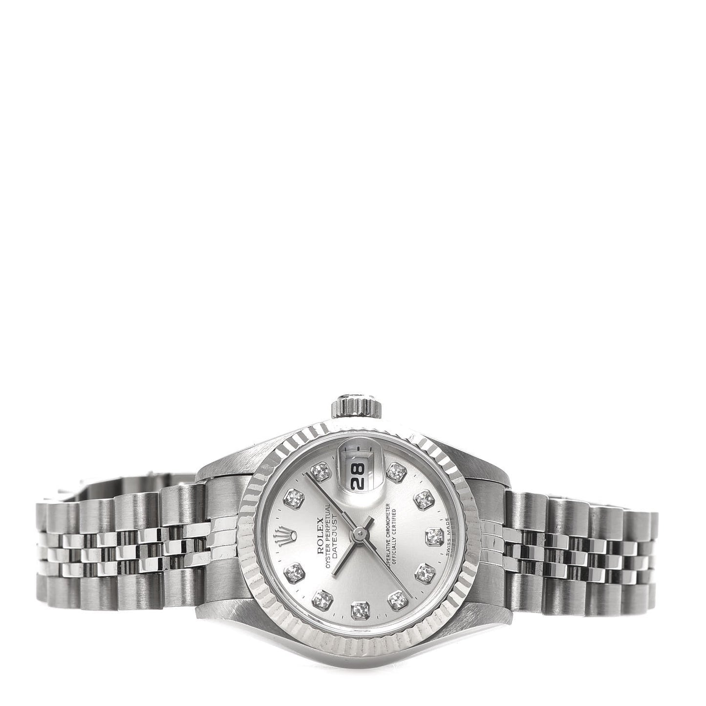 Stainless Steel 18K White Gold Diamond 26mm Oyster Perpetual Datejust Watch Silver 69174