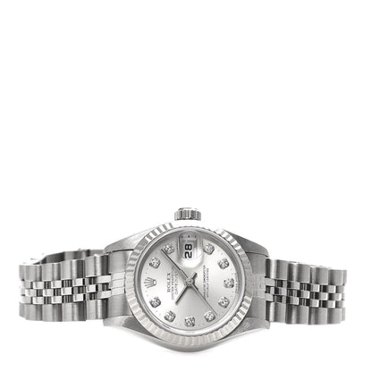 Rolex Stainless Steel 18K White Gold Diamond 26mm Oyster Perpetual Datejust Watch Silver 69174 3 of 5