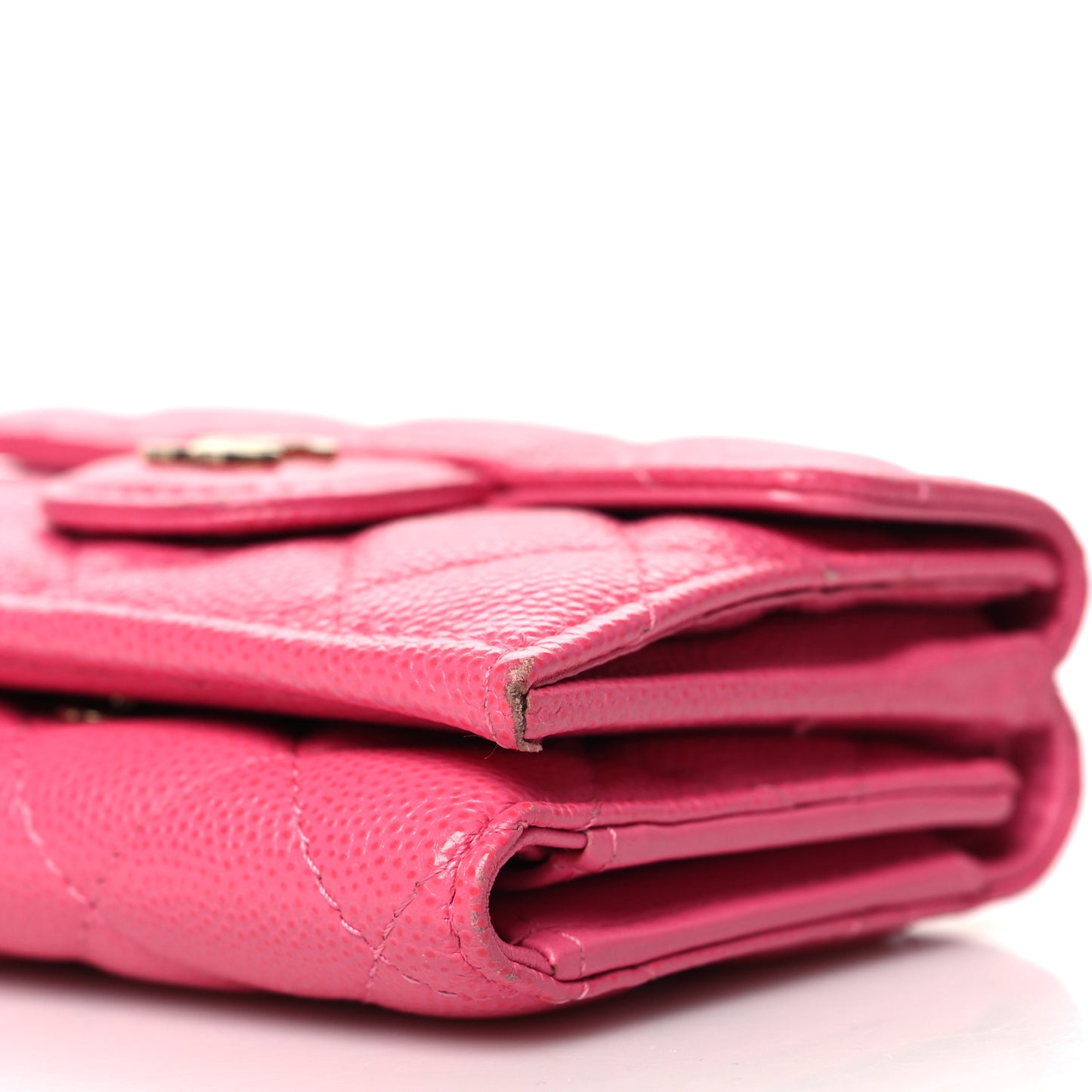 Caviar Quilted Double Flap Wallet Pink