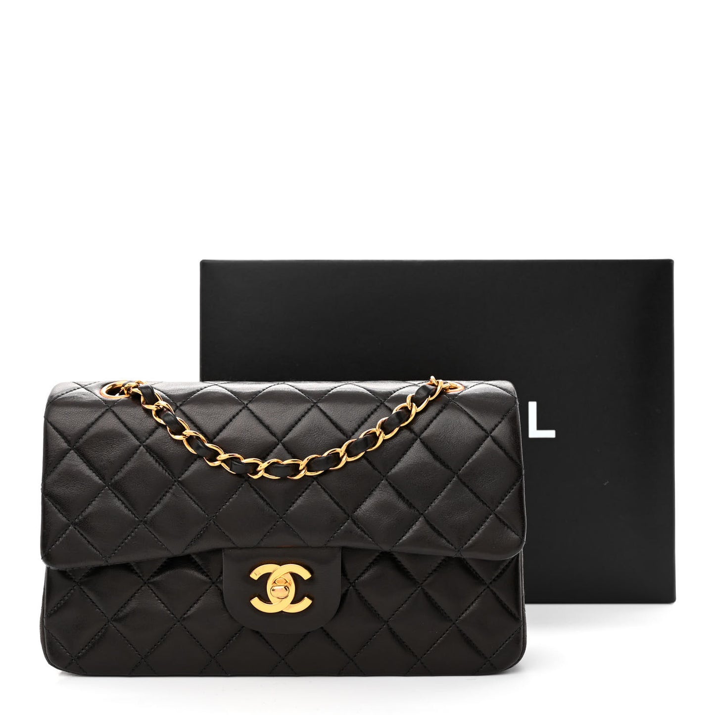 Lambskin Quilted Small Double Flap Black