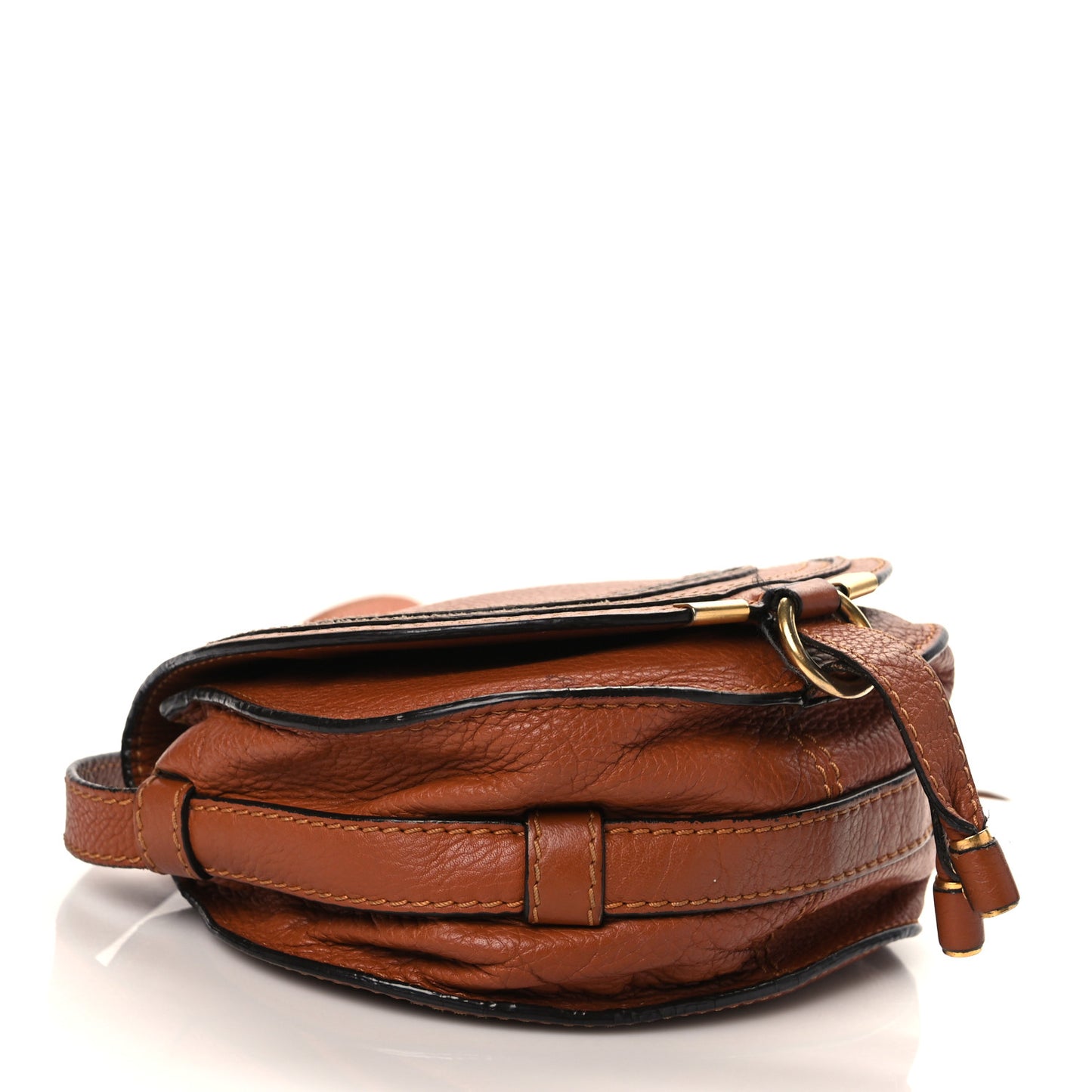Calfskin Mini Marcie Round Crossbody Bag Tan