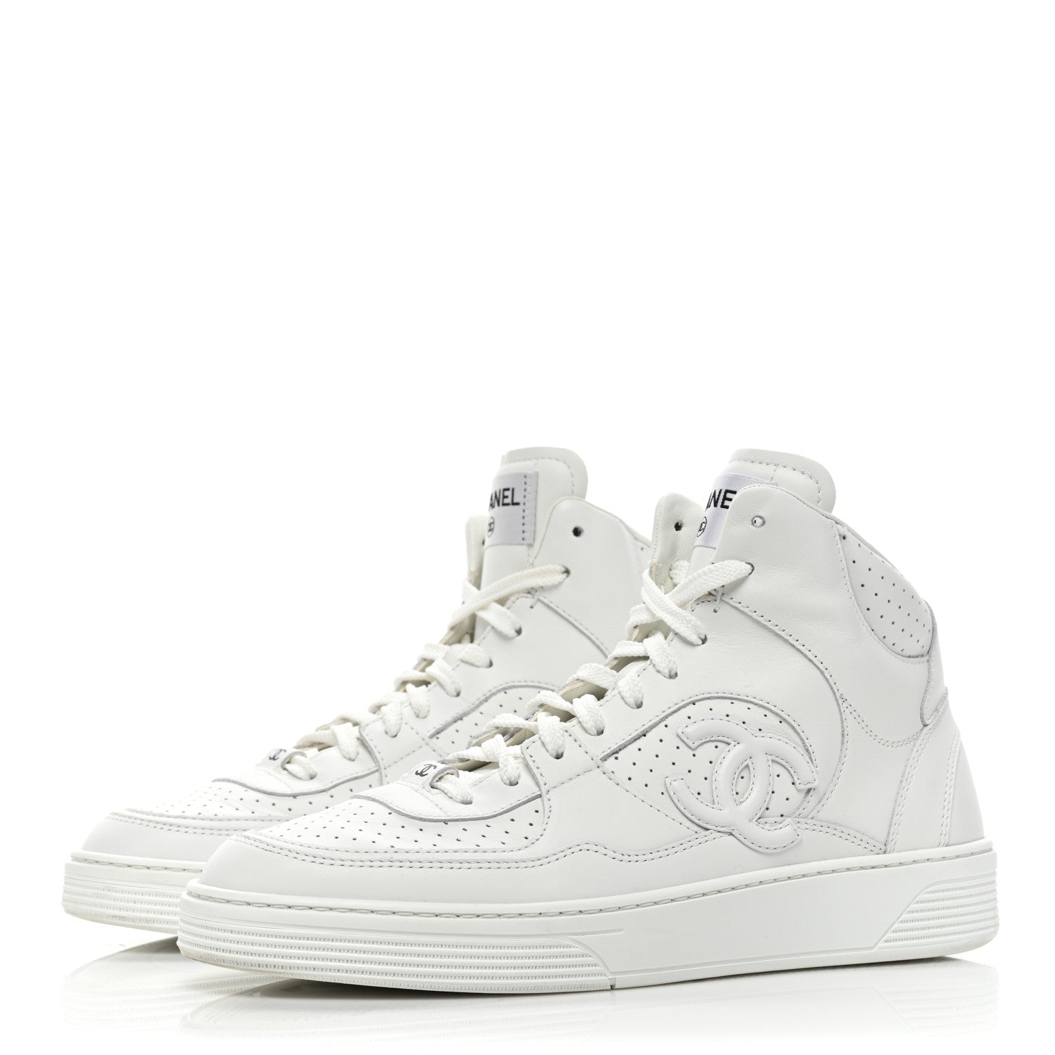 Chanel Calfskin CC High Top Sneaker 40 White 3 of 9