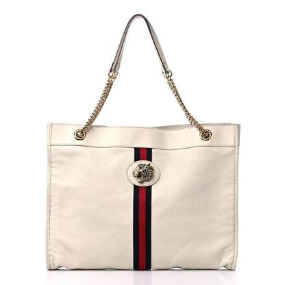 Gucci Suede Calfskin Large Rajah Chain Tote White 3 of 10
