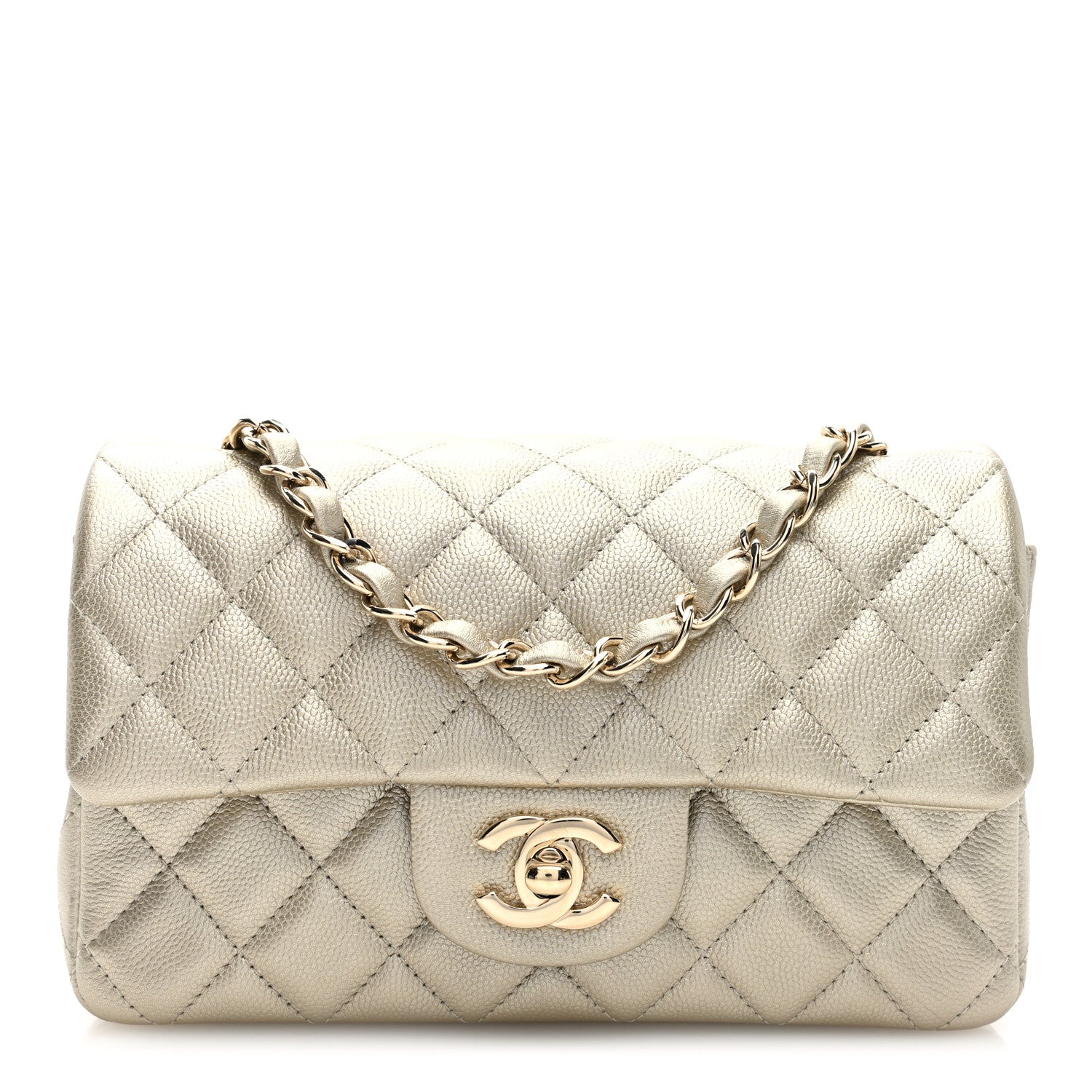 Chanel Metallic Caviar Quilted Mini Rectangular Flap Gold 1 of 9
