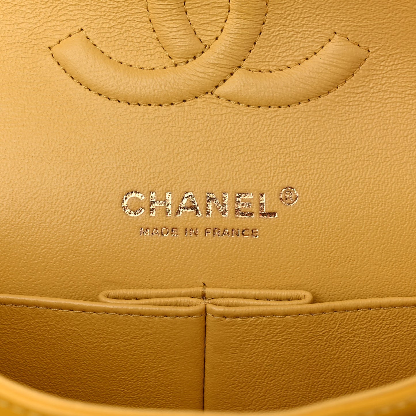 Lambskin Chevron Quilted Medium Double Flap Yellow