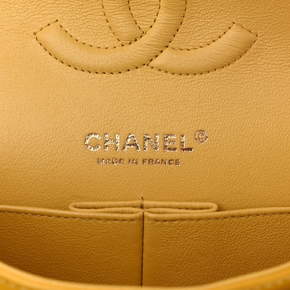 Chanel Lambskin Chevron Quilted Medium Double Flap Yellow 6 of 10
