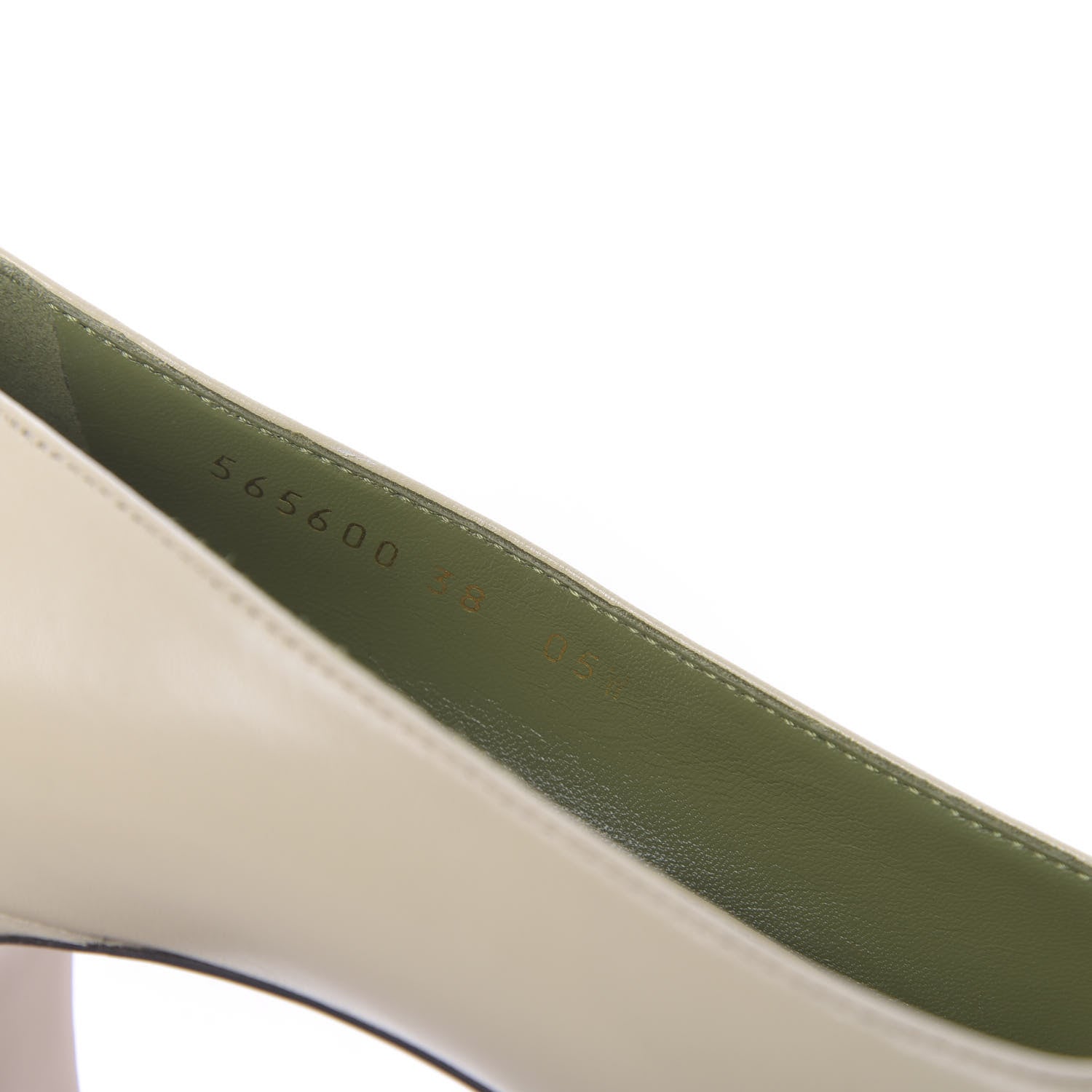 Gucci Malaga Kid Half Moon GG Square Toe Pumps 38 Vintage White 8 of 8