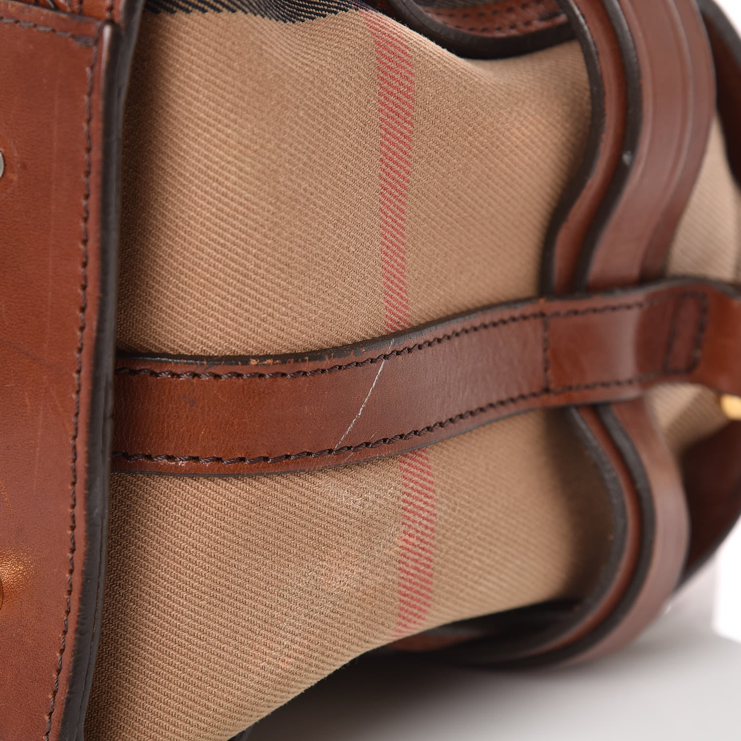 Burberry House Check Bridle Calfskin Medium Alchester Bowling Bag Dark Tan 11 of 19