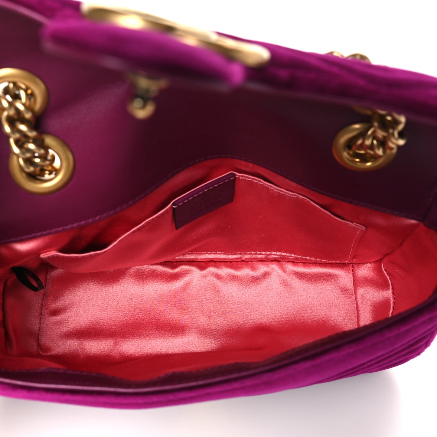 Velvet Matelasse Mini GG Marmont Shoulder Bag Fuchsia Violet Cyclamen