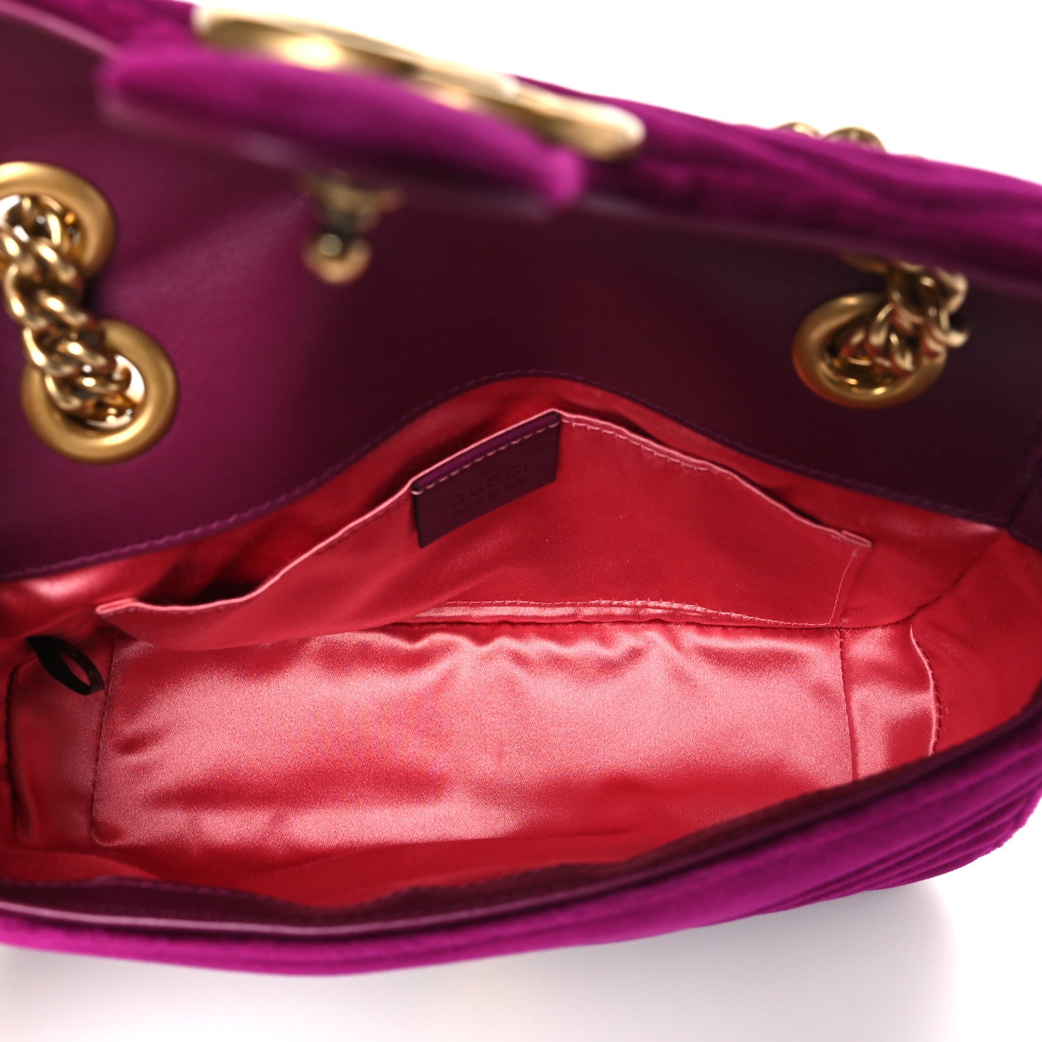 Gucci Velvet Matelasse Mini GG Marmont Shoulder Bag Fuchsia Violet Cyclamen 5 of 10