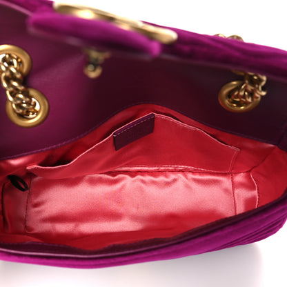 Gucci Velvet Matelasse Mini GG Marmont Shoulder Bag Fuchsia Violet Cyclamen 5 of 10