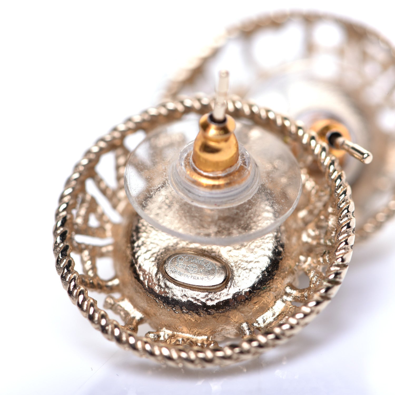 Chanel Pearl CC Round Rope Logo Earrings Gold 4 of 4