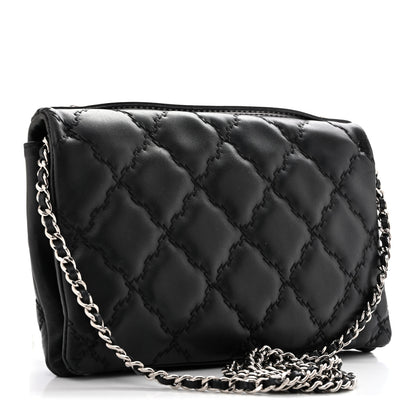 Chanel Calfskin Quilted Double Stitch Hamptons Clutch with Chain Black 2 of 11