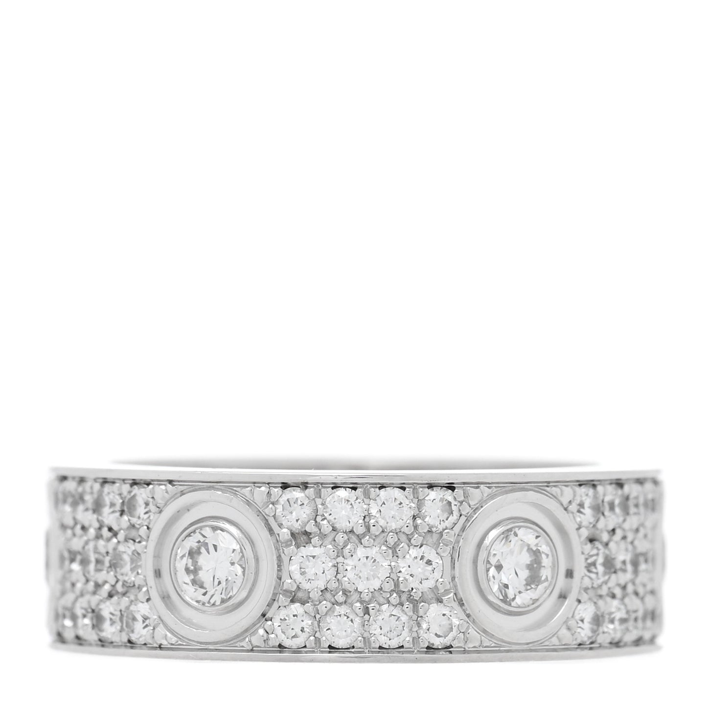 18K White Gold Diamond LOVE Paved Ring 54 7