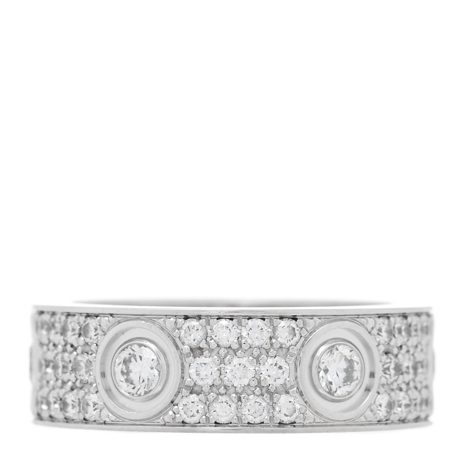 Cartier 18K White Gold Diamond LOVE Paved Ring 54 7 3 of 5
