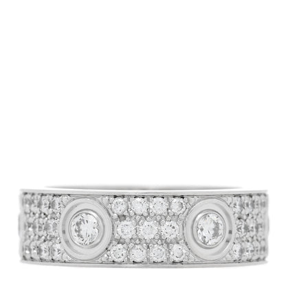 Cartier 18K White Gold Diamond LOVE Paved Ring 54 7 3 of 5