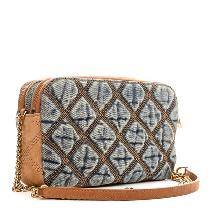 Saint Laurent Suede Denim Quilted Mini Becky Double Zip Bag Blue Cinnamon 3 of 15