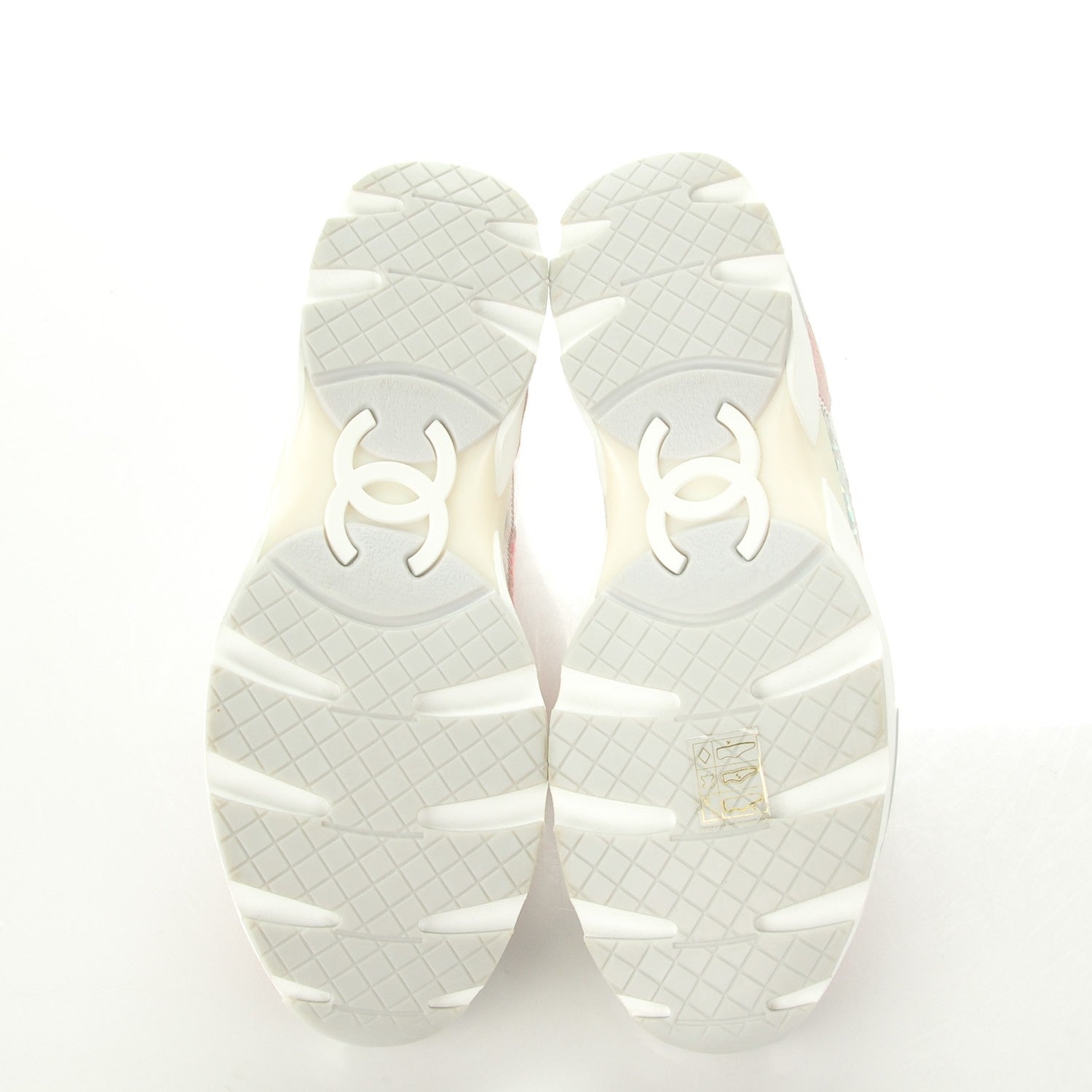 Chanel Tweed Suede Calfskin Sneakers 38.5 Silver Pink 5 of 8