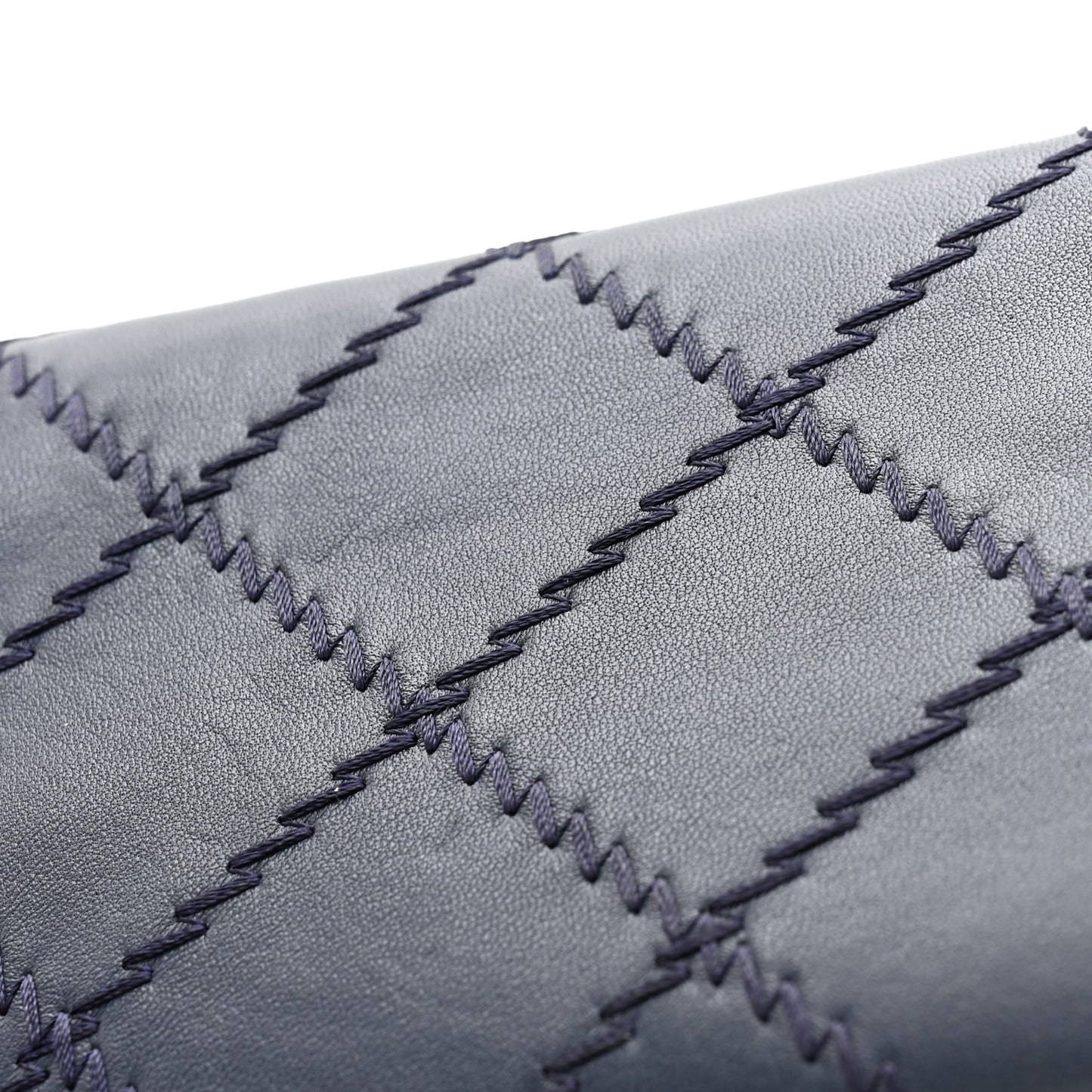 Lambskin Ultimate Stitch Clutch Flap Navy Blue