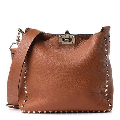 Valentino Garavani Pebbled Calfskin Small Rockstud Flip-Lock Messenger Bag Light Cuir 1 of 10