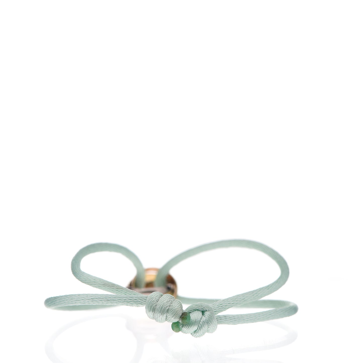 18K Pink Yellow White Gold Trinity Adjustable Cord Bracelet Light Green