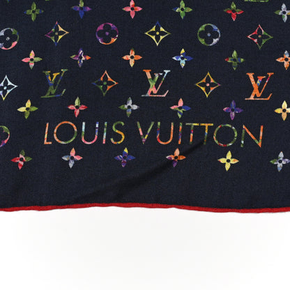 Louis Vuitton Silk Wool Monogram LV Garden Shawl Navy Blue 2 of 5