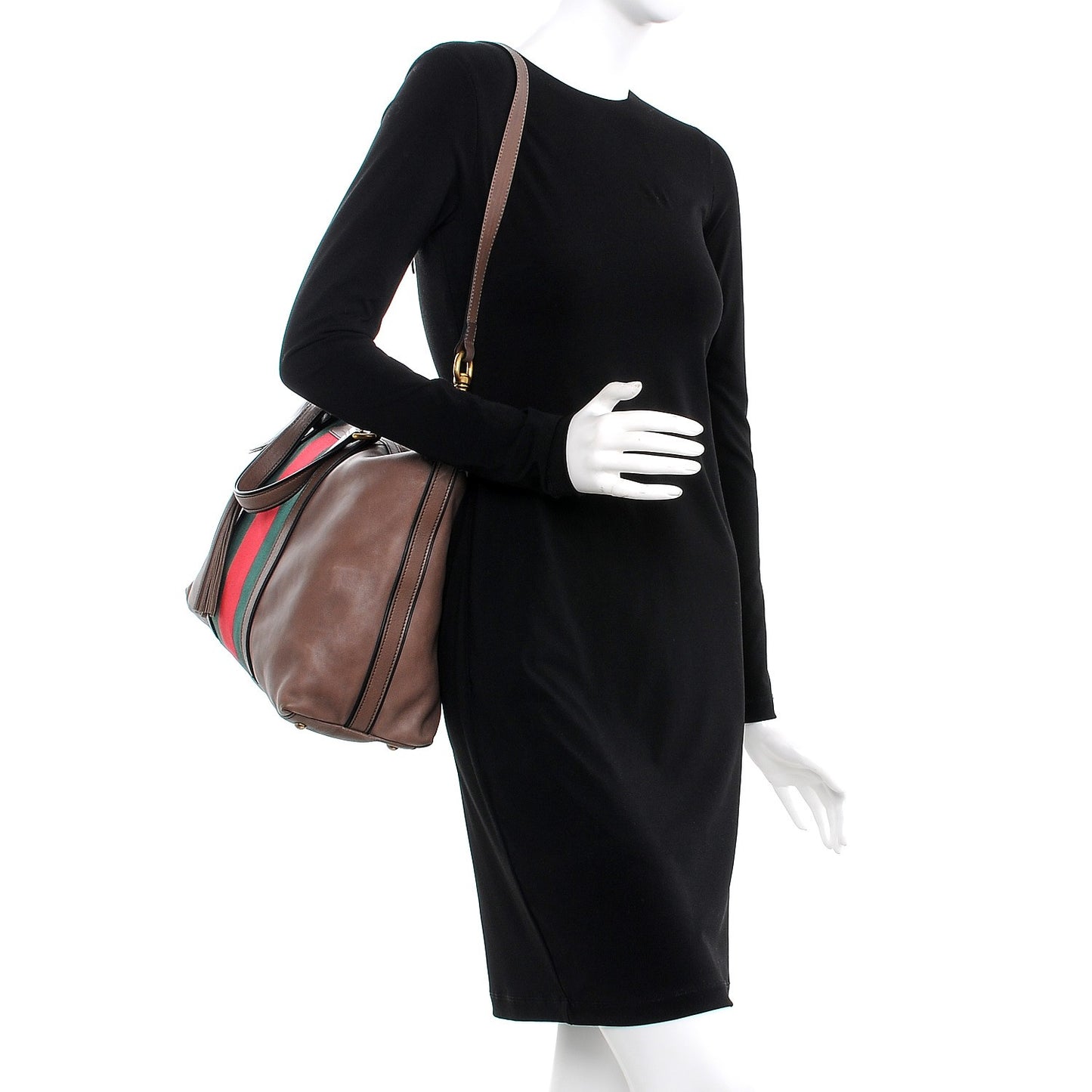 Calfskin Web Medium Rania Top Handle Bag Grey Field