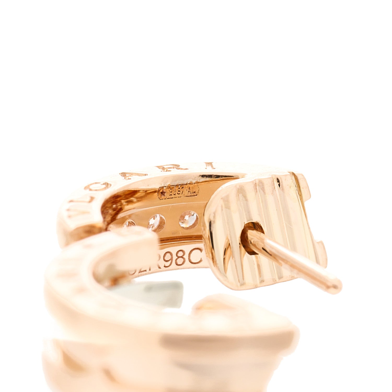 Bulgari 18K Rose Gold Diamond Small B.Zero1 Hoop Earrings 4 of 5