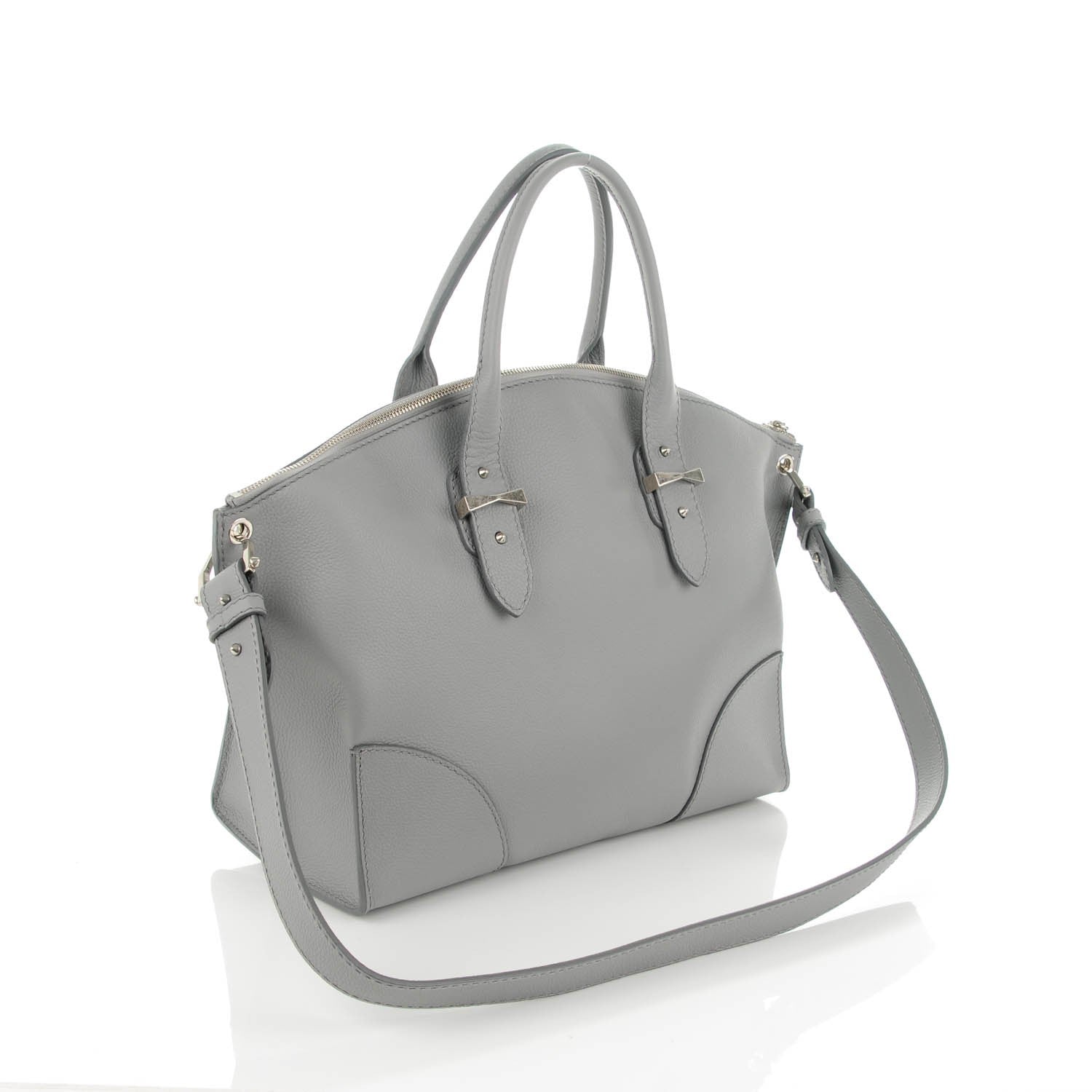 Alexander McQueen Grained Calfskin Legend Satchel Medium Grey Melange 3 of 7