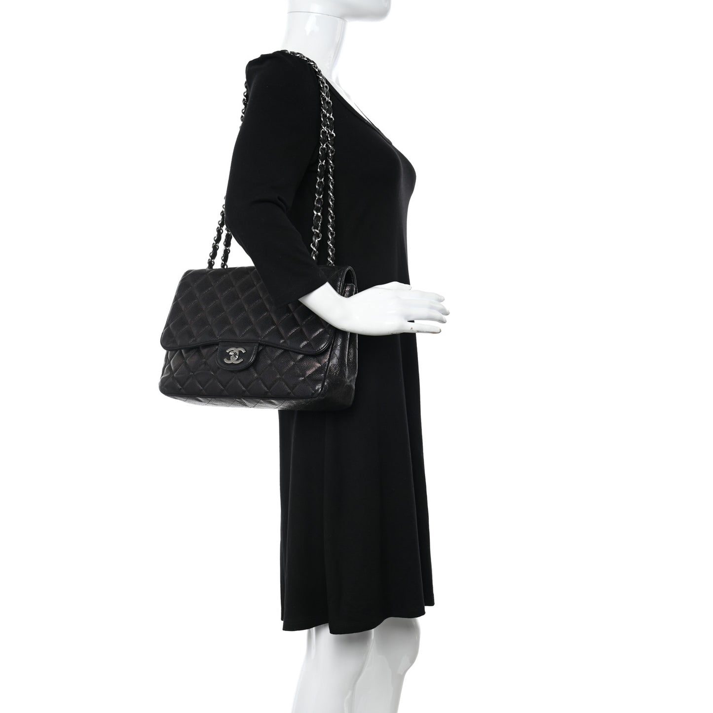 Caviar Quilted Jumbo Single Flap Black