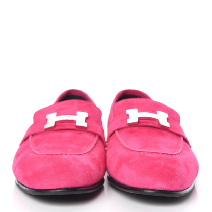 Hermes Suede Goatskin Paris Loafers 37 Rose Fuchsia 2 of 11