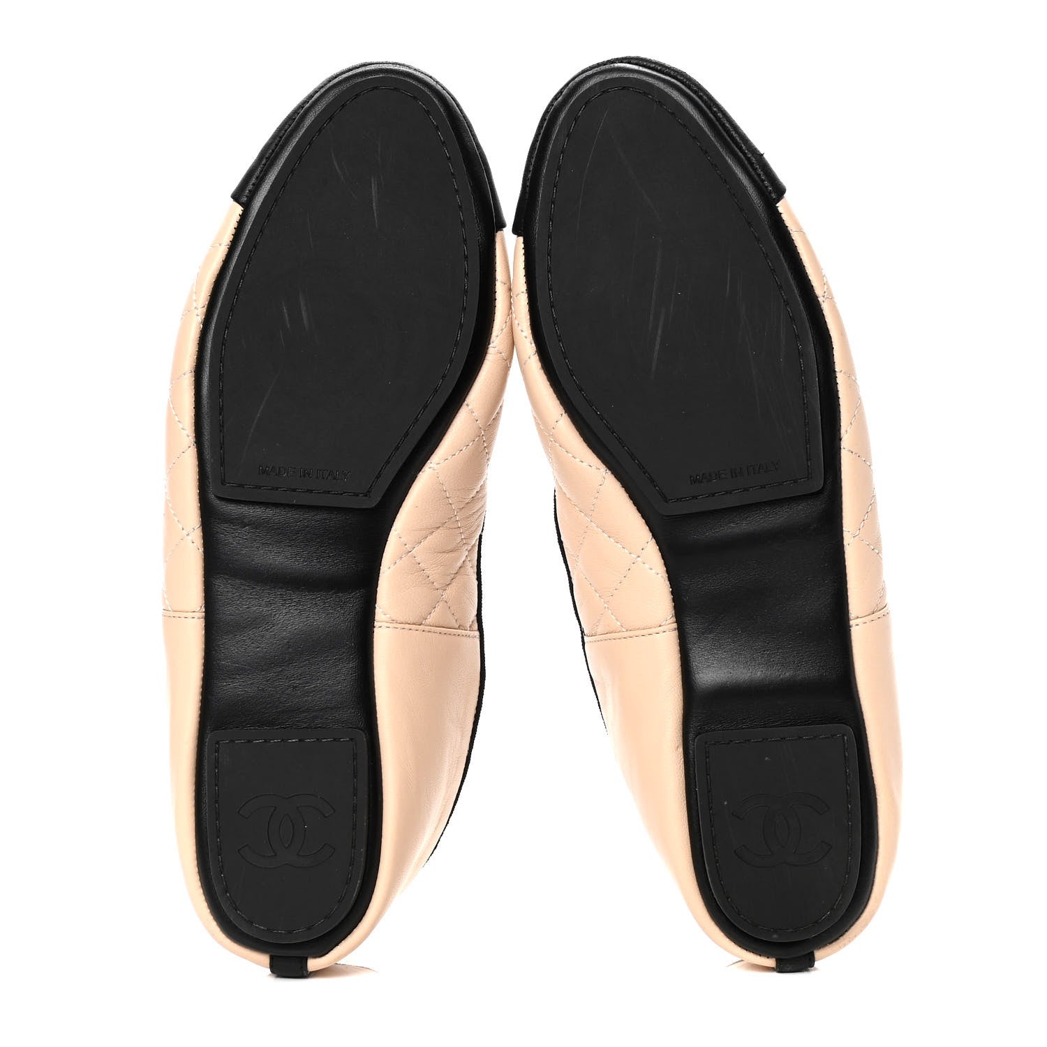 Chanel Lambskin Quilted Cap Toe Slipper With Pouch 38 Beige Black 4 of 6