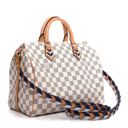 Louis Vuitton Damier Azur Braided Speedy Bandouliere 30 Blue 2 of 4