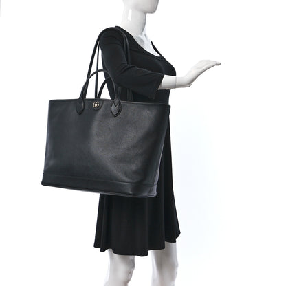 Gucci Textured Dollar Calfskin Large Ophidia Tote Black 2 of 9