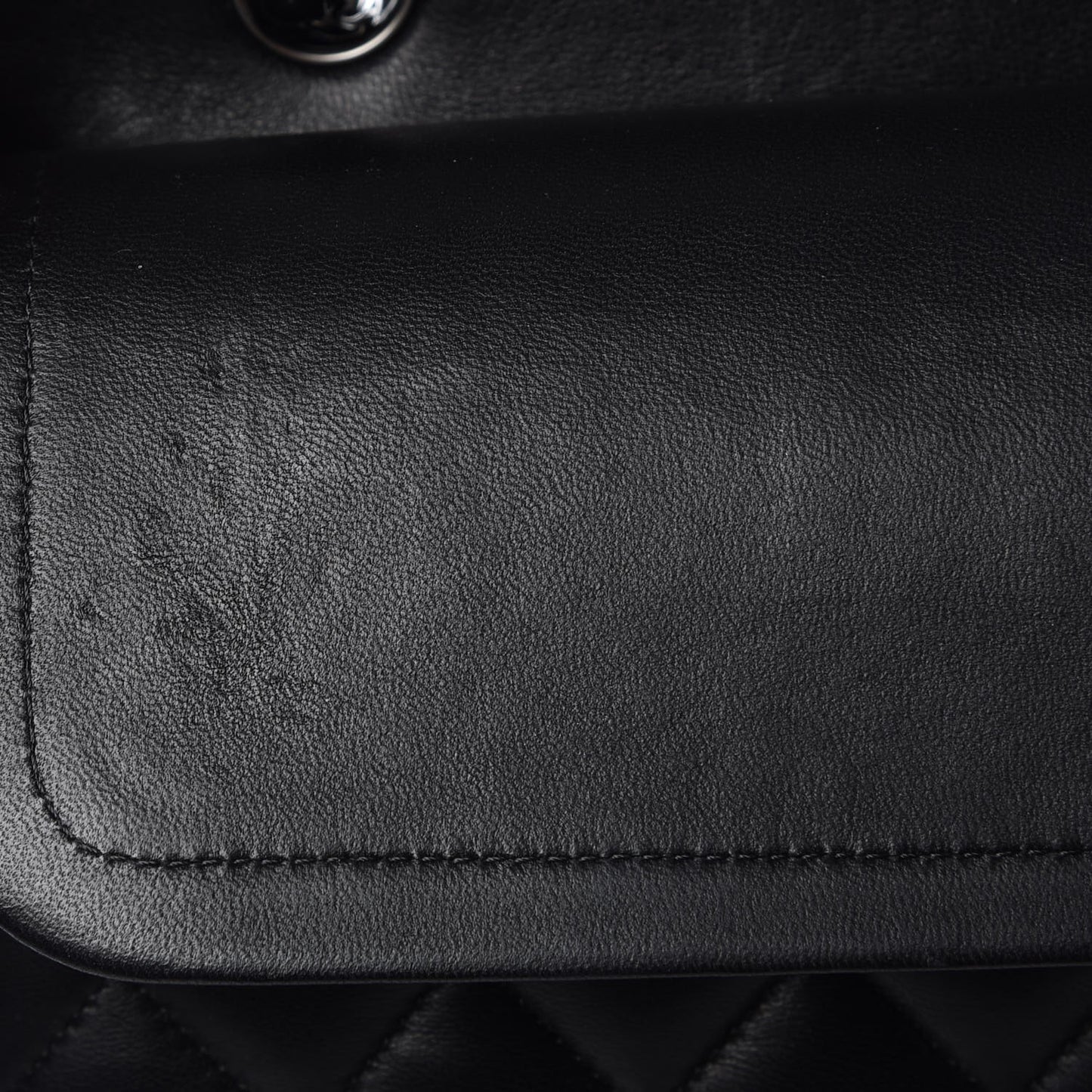 Lambskin Quilted Medium Double Flap Black