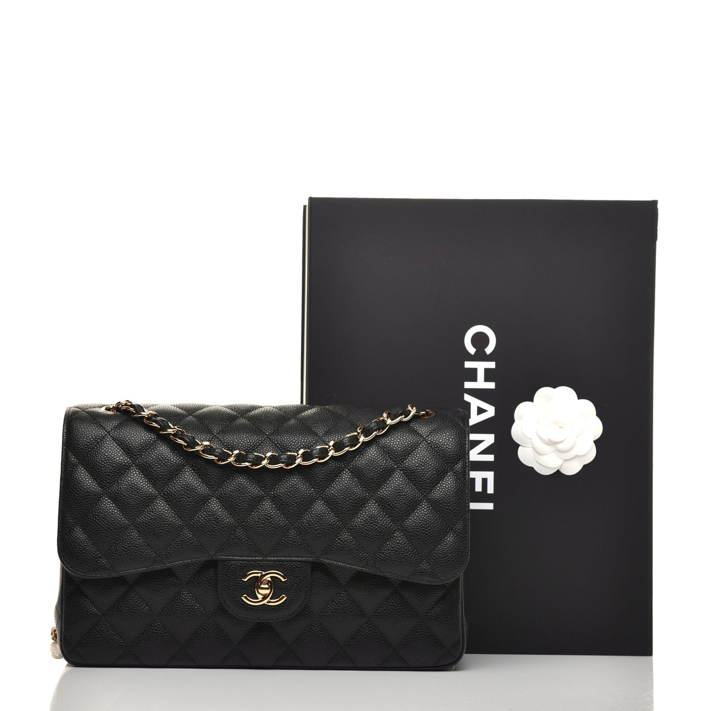 Caviar Quilted Jumbo Double Flap Black