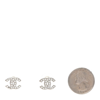 Chanel Crystal Mini Timeless CC Earrings Silver 2 of 6