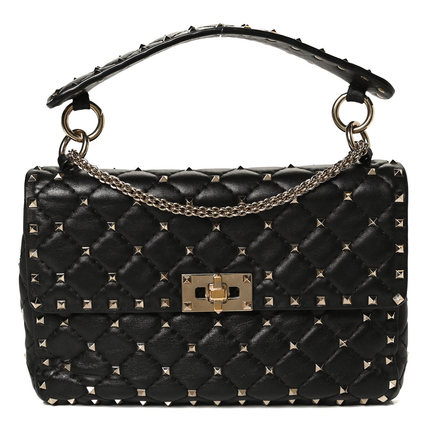 Valentino Garavani Lambskin Medium Rockstud Spike Shoulder Bag Black 1 of 12