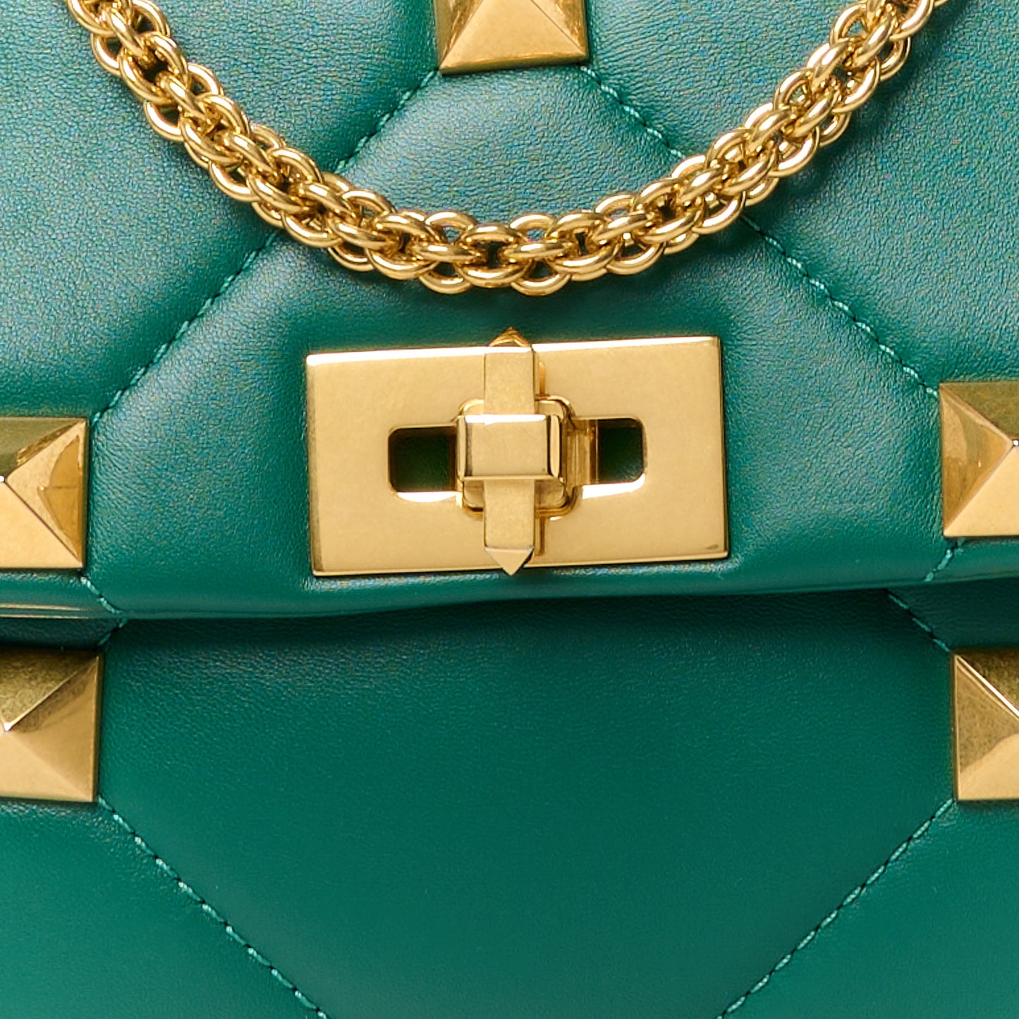 Nappa Large Roman Stud Shoulder Bag Jungle