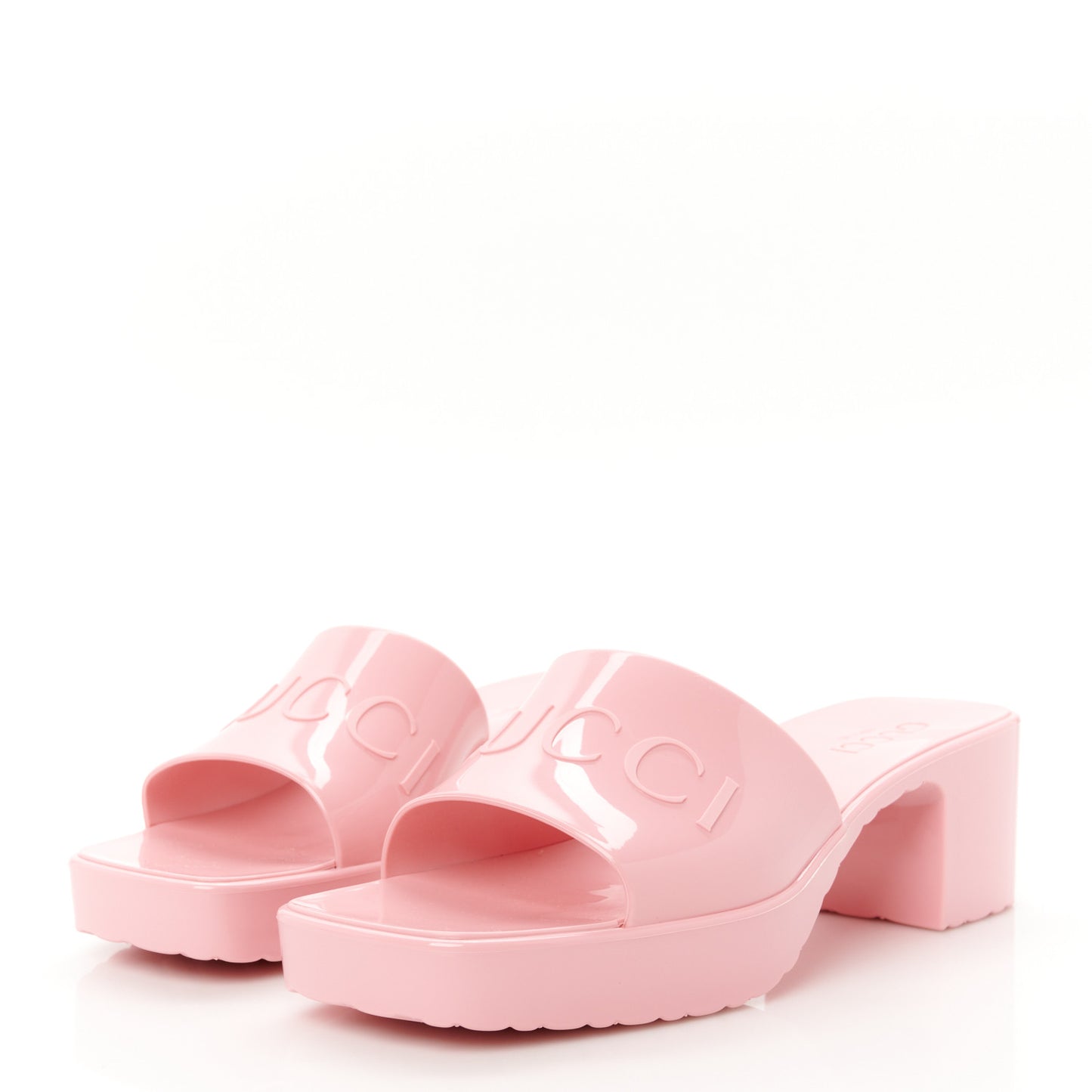 Rubber Gucci Logo Womens Platform 20/60mm Slide Sandals 36 Wild Rose